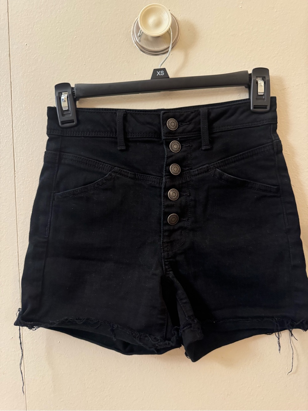 American Eagle Outfitters High-Rise Black Button-Front Shorts